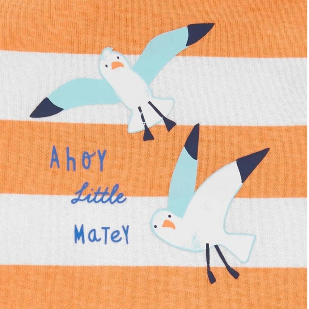 Carter's Boy's 'Ahoy Little Matey' 3 piece Set Orange & White Stripe Size NB NWT - Picture 2 of 10